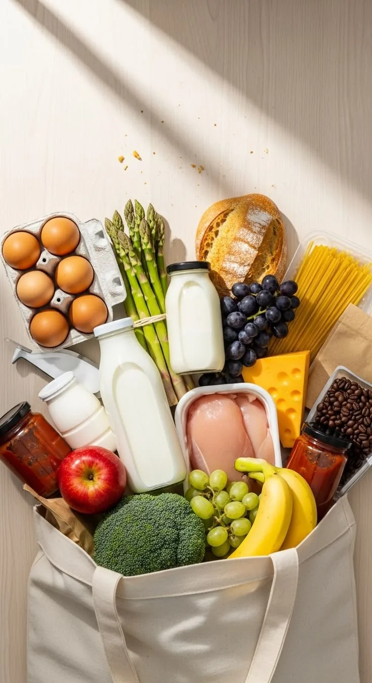 Sacola com alimentos frescos e variados para reeducacao alimentar